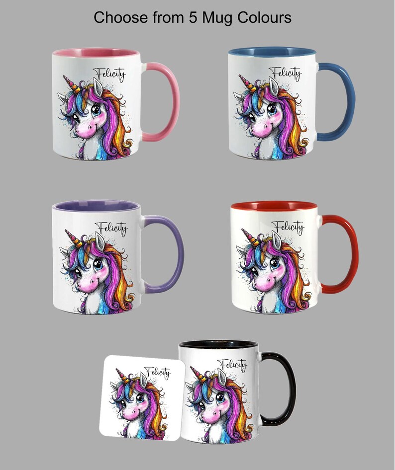Personalised Unicorn Mug, Rainbow Name Cup, Girls Gift - Etsy UK