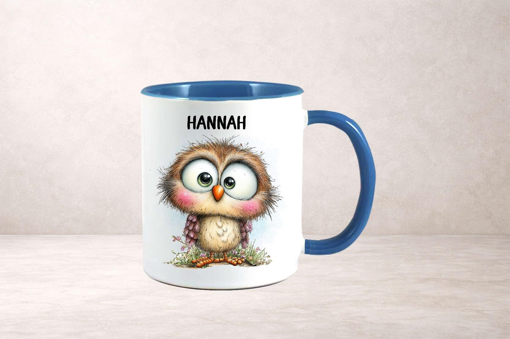 Personalised Owl Mug, Bird Lover Gift, Custom Name Cup
