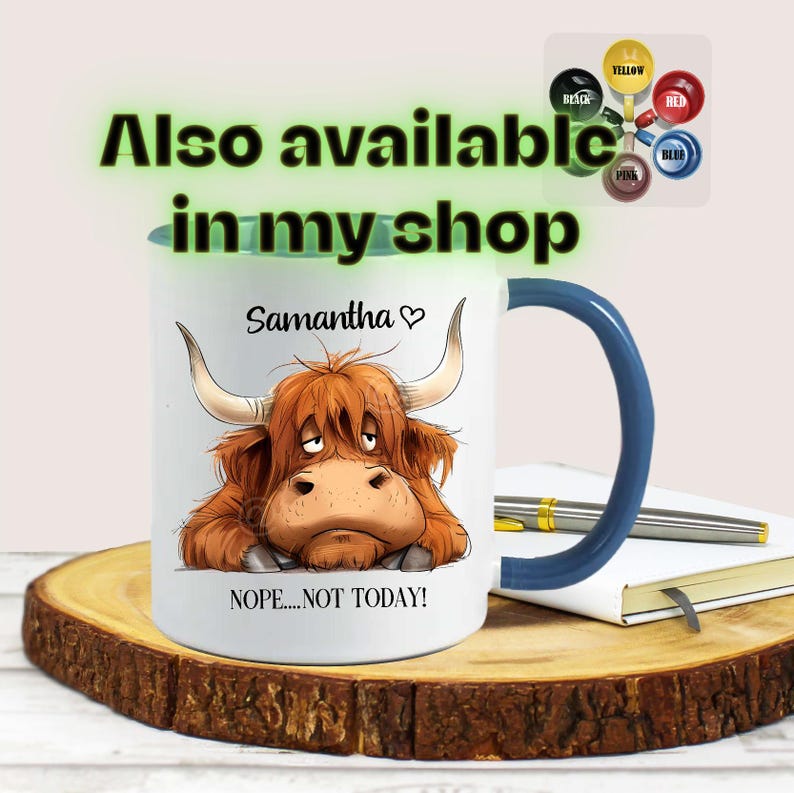 Personalised Highland Cow Mug with Name, Scottish Cow Gift for Her, Custom Animal Lover Cup UK image 13