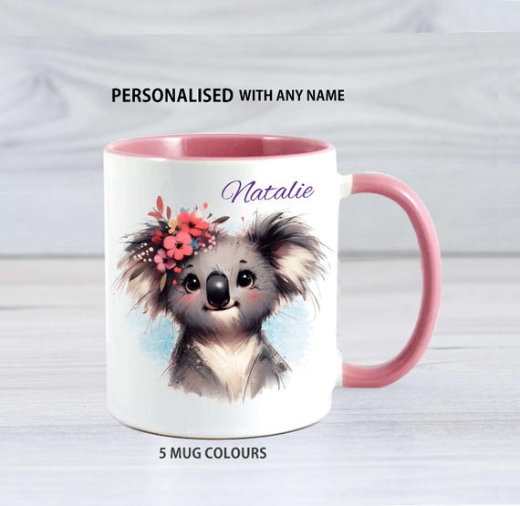 Personalised Koala Mug, Custom Name Mug Gift for Her