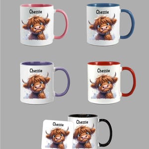 Personalised Highland Cow Mug with Name, Scottish Cow Gift for Her, Custom Animal Lover Cup UK image 4