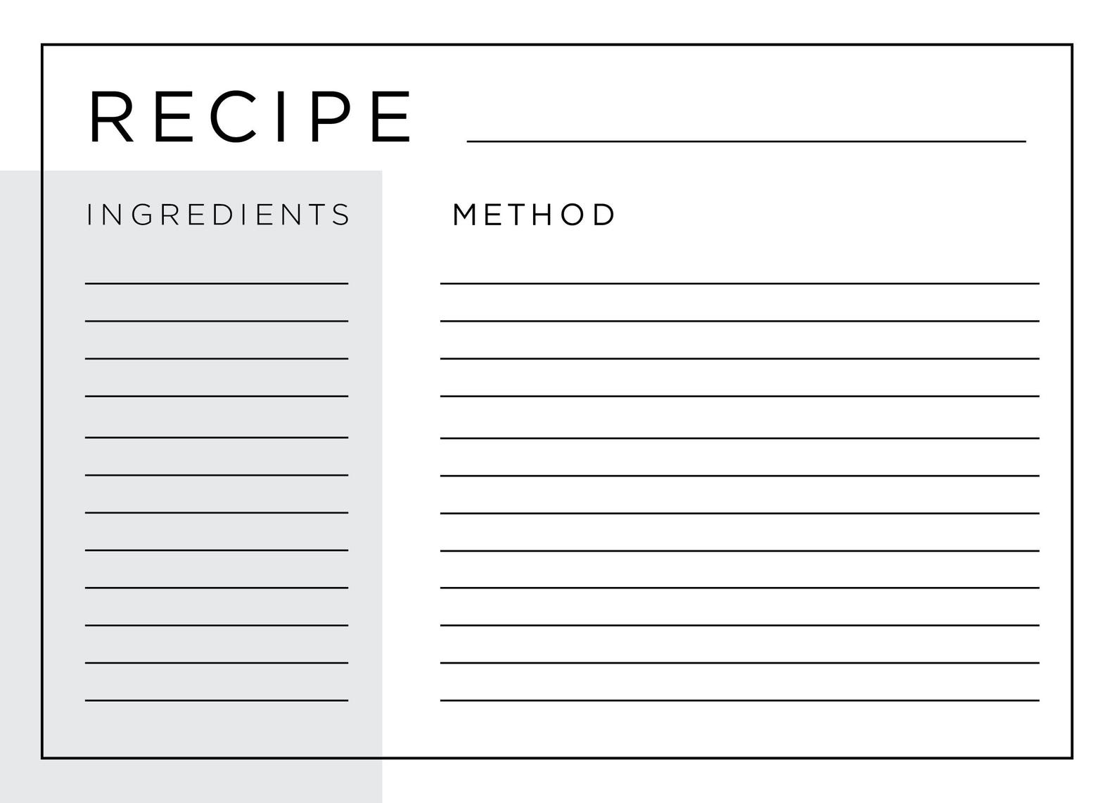 Recipe Card A5 Recipe Card Digital Download Printable Pdf Etsy