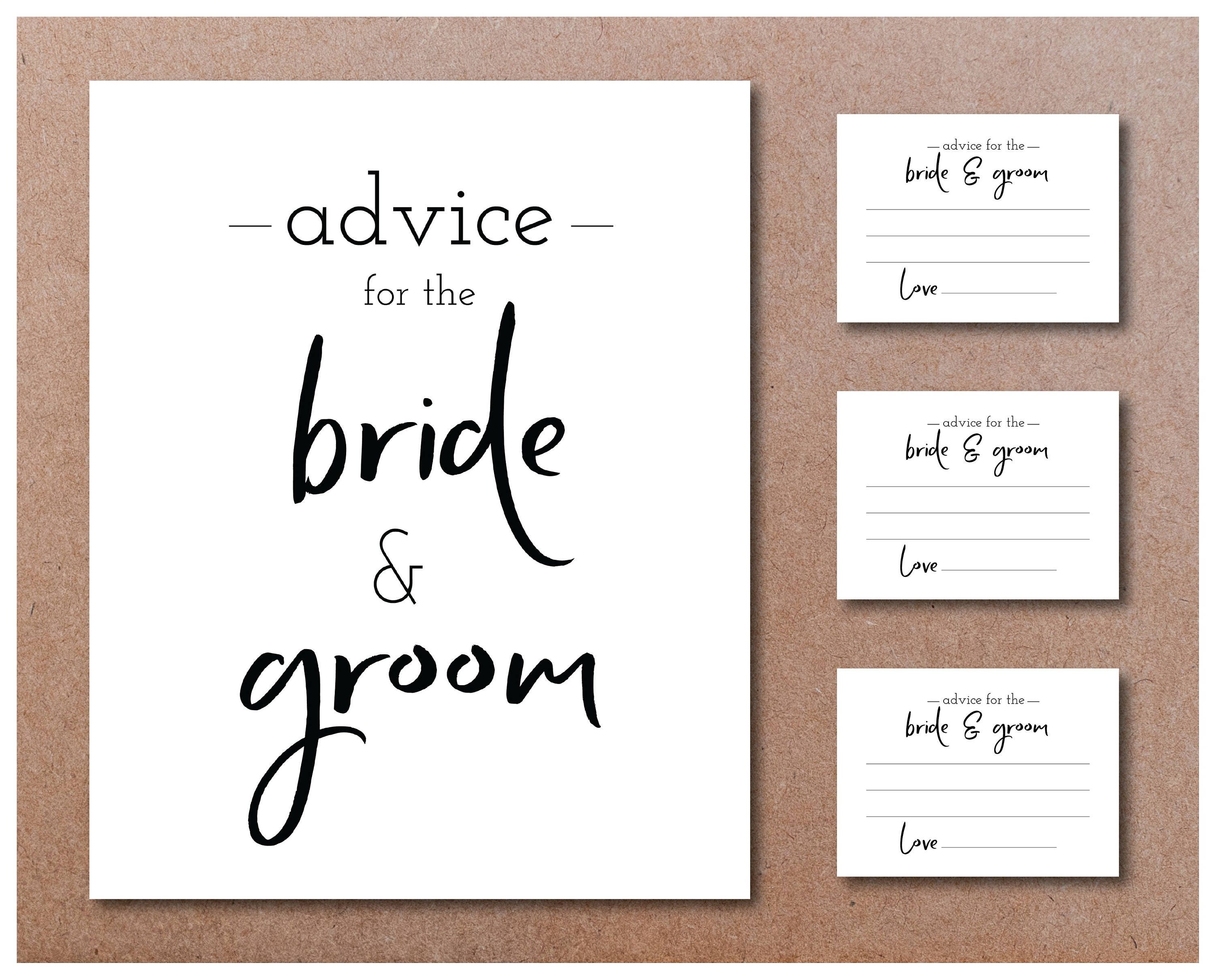 Printable Bride and Groom Advice Cards 74mm x 52mm A8 size | Etsy