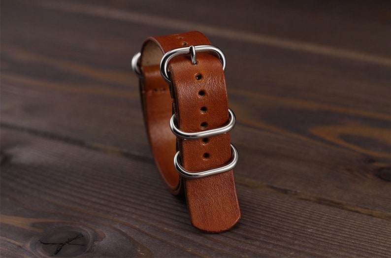 Leather nato watch strap tan color 18mm 20mm 22mm 24mm. Etsy