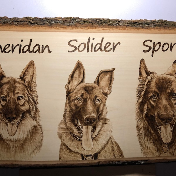 Multiple Pet Portraits - Woodburning Art - Custom Pyrography - Animal art - Dogs, cats, horses