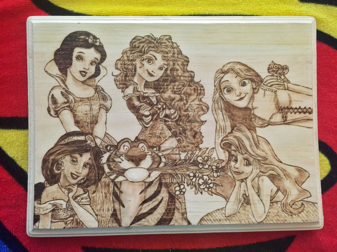 Customizable Disney Princess Pyrography Wood Burning Art 11.4x8.5 Etsy