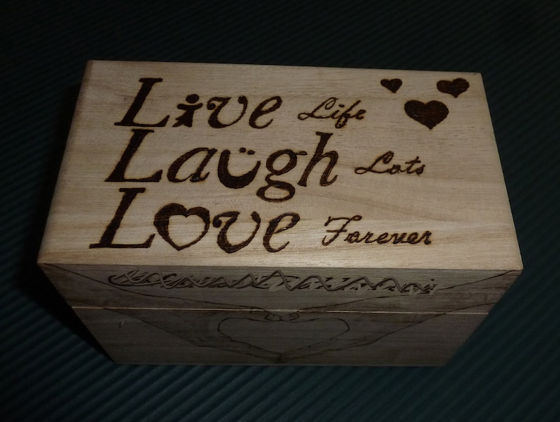 Custom Recipe Card Box Wood Burning Art Pyrography Etsy