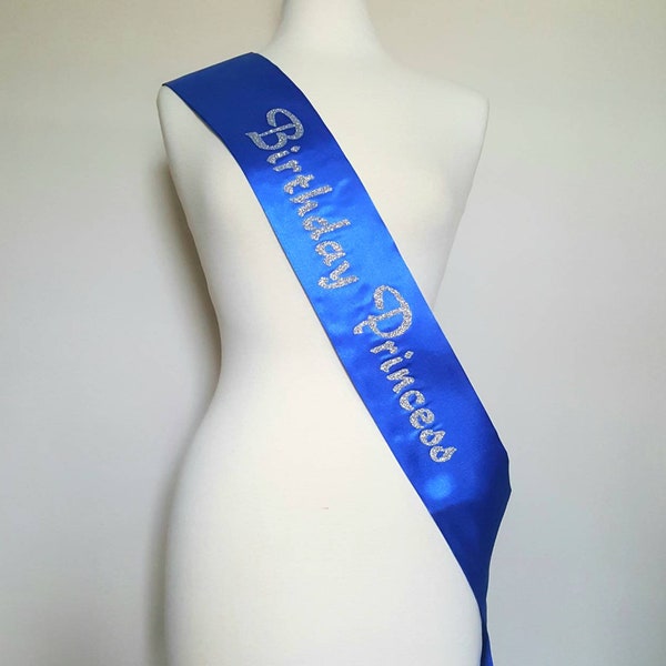 Custom personalized sash with glitter wording - choose your sash and glitter colors - white, black, pink, blue, purple - choose your wording