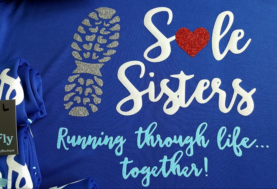 SOLE SISTERS group/girlfriend running shirt with glitter Etsy