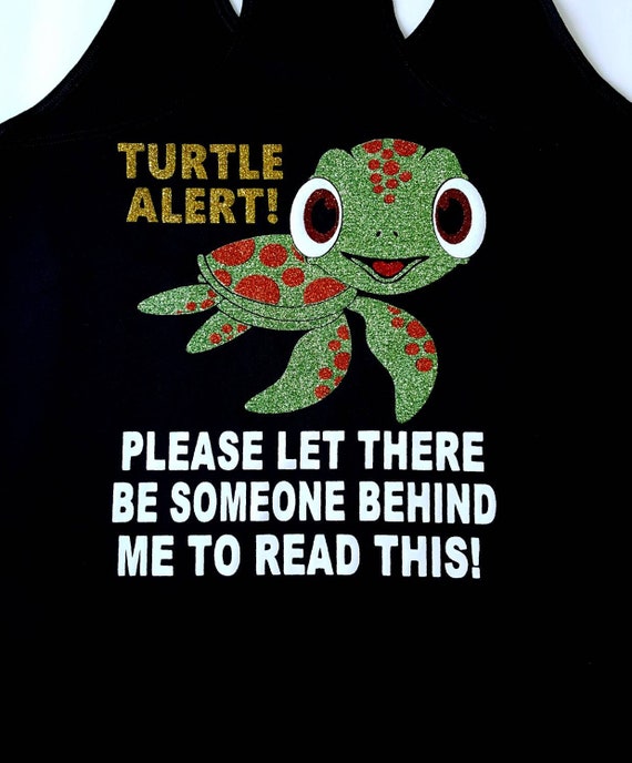 Turtle Running Tank or Tee, Back of Shirt Glitter Design Choose 