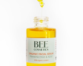 AWARD-WINNING - Organic Face Serum - Frankincense & Rose - Face Oil - Rich in Vitamins - Anti-ageing Serum - Vegan Skincare - UK Made - 30ml