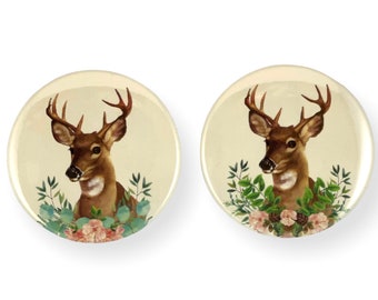 Buck Deer 2.25 Inch Magnet Set of 2 for Refrigerator Locker Whiteboard Woodland Theme