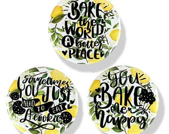 Lemon 2.25 Inch Magnets with Kitchen Cute Sayings Set of 3