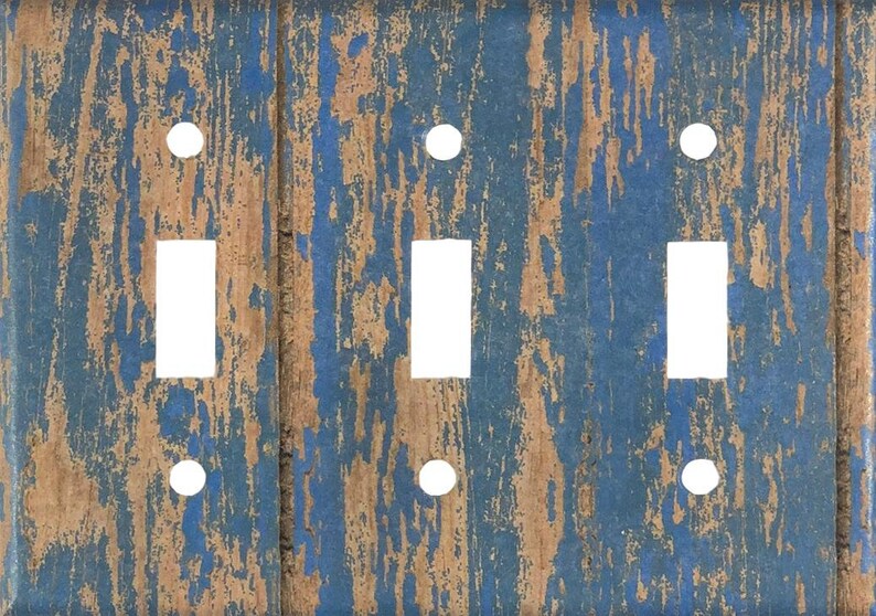 Blue Distressed Paint Wood Decor Single Toggle Decorative Etsy