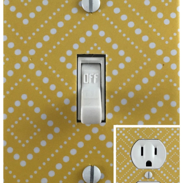 Yellow Squares Modern Look Decorative Light Switch Cover Outlet Wall Plate *Free Shipping*