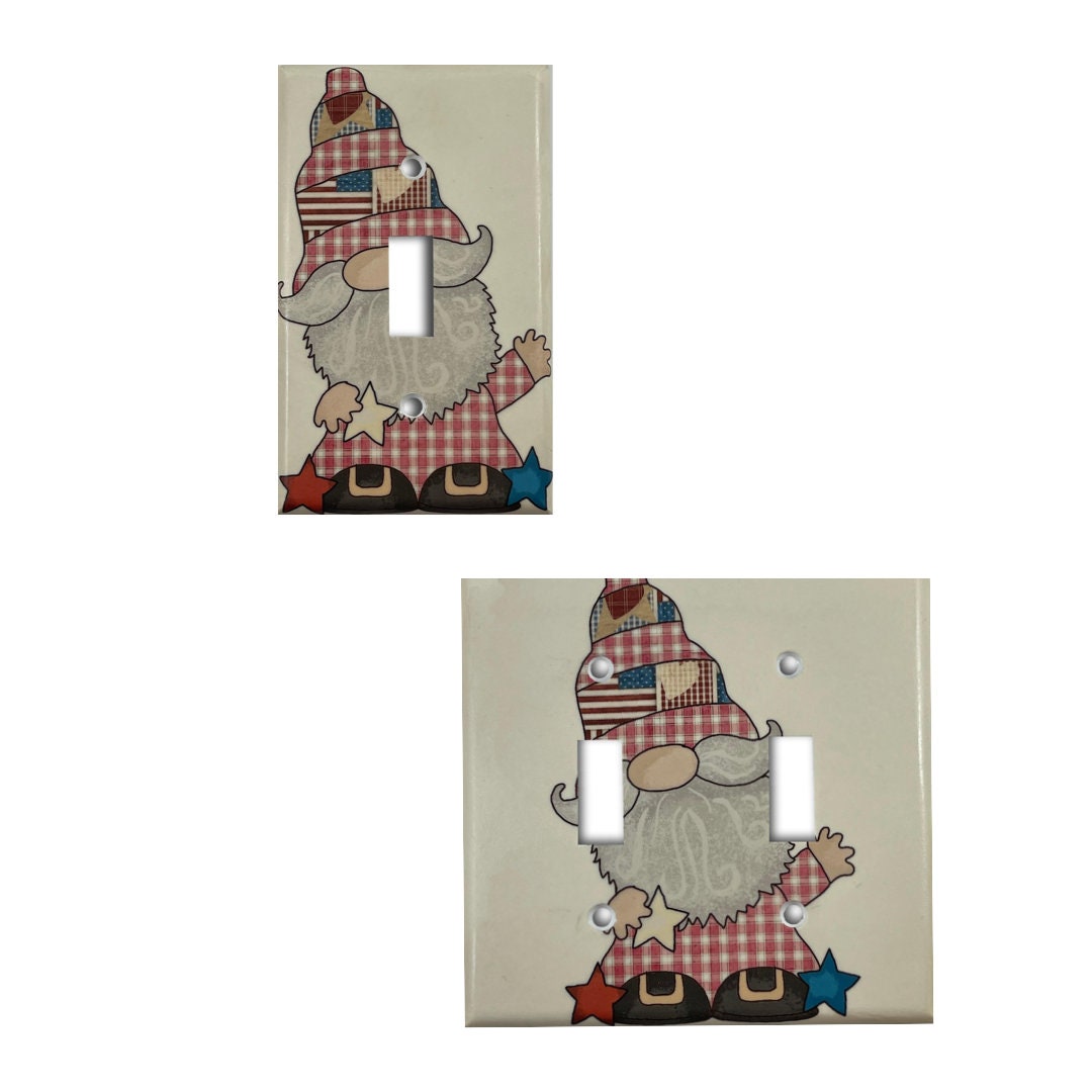 Patriotic Gnome American Light Switch Cover Singler Toggle or Double