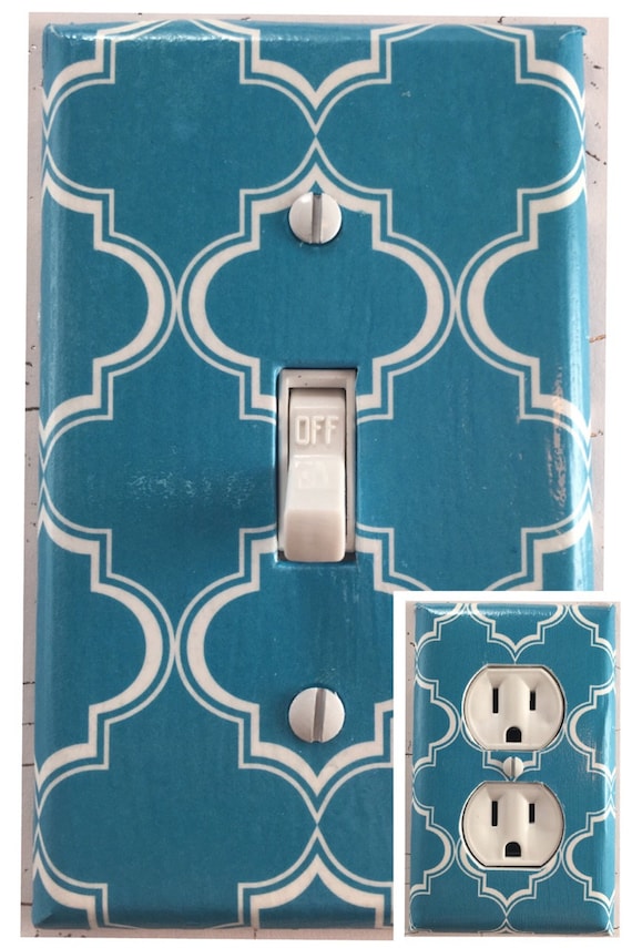 Turquoise Large Lattice Design Decorative Outlet Plate Cover