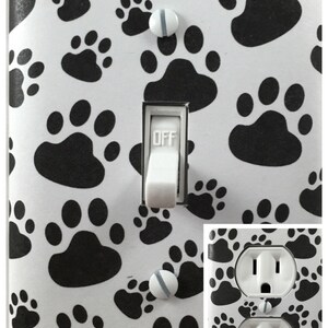 Black & White Dog Cat Paws Single Toggle Decorative Light Switch Cover Outlet Switch Plate *Free Shipping*