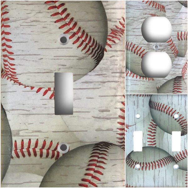 Weathered Baseball Decorative Light Switch / Cover Outlet / Rocker / GFCI Switch Plate *FREE SHIPPING*