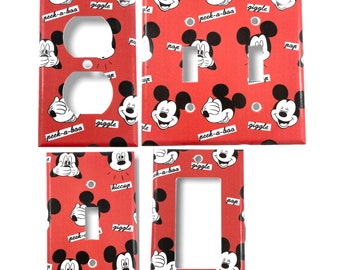 Red Mickey Mouse Decorative Light Switch Cover Outlet Rocker GFCI Double Triple Switch Plate *Free Shipping*