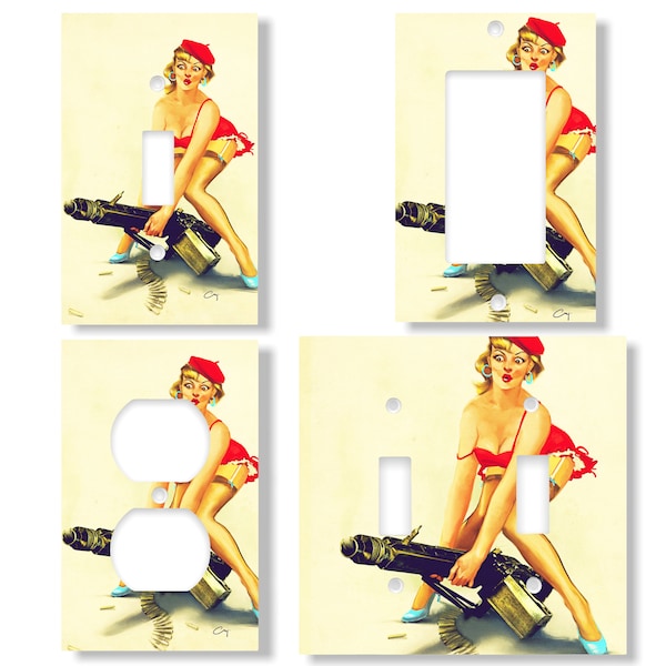 Vintage Pin Up Girl Design Decorative Light Switch Outlet Rocker GFCI Wall Plates Cover