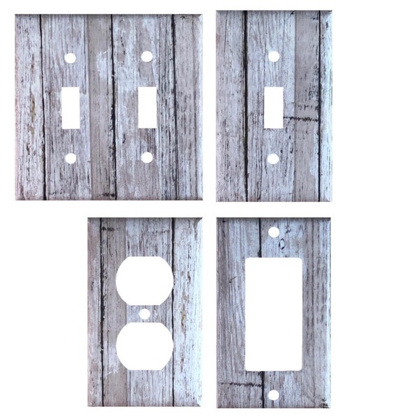 Whitewash Weathered Wood Design Decorative Light Switch Outlet Rocker GFCI Wall Plates *Free Shipping*s