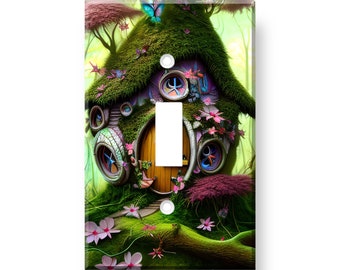 Fairy House Design 1 Gang Decorative Single Toggle Light Switch Cover Unbreakable Midway Size 3.13 x 4.87 Inches