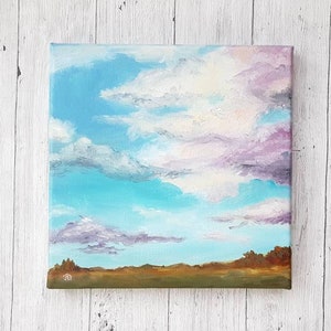 Beringstraat Afwezigheid Grappig Wolken en lucht schilderen op doek Mini schilderij kleine | Etsy