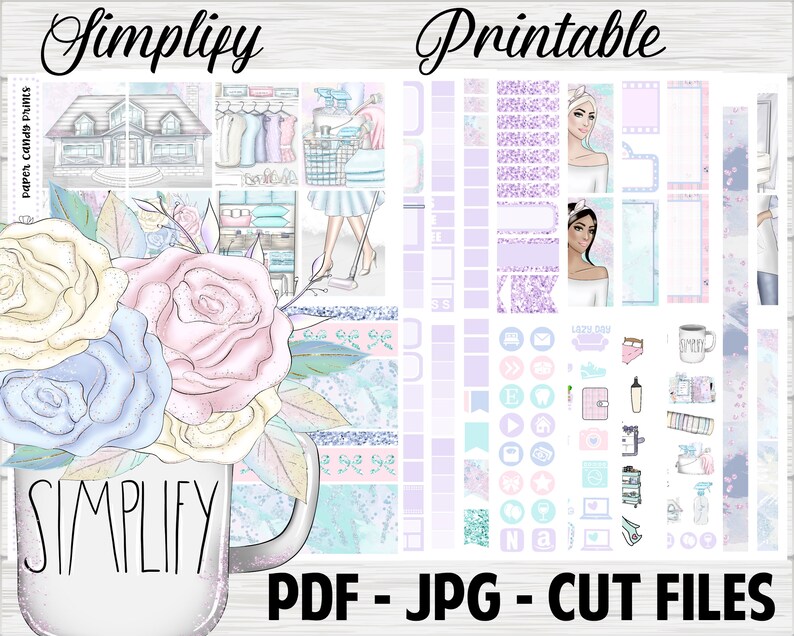 Simplify Erin Condren Vertical Printable Planner Stickers - Etsy