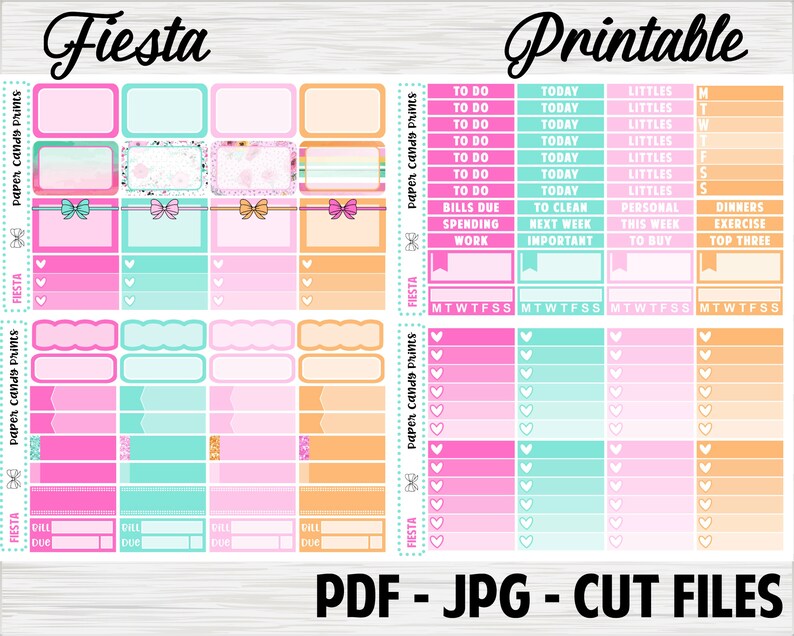 Fiesta Erin Condren Vertical Printable Planner Stickers | Etsy