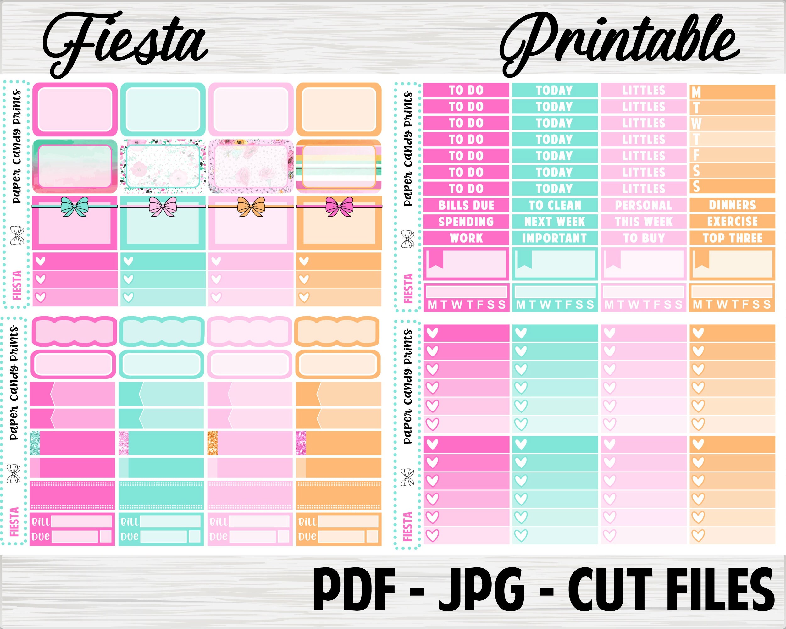 Fiesta Erin Condren Vertical Printable Planner Stickers - Etsy