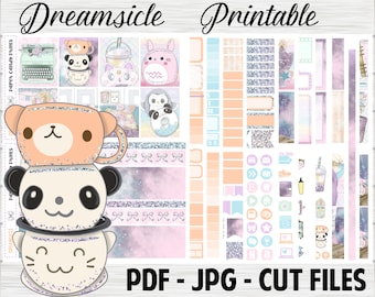 Dreamsicle | Erin Condren Vertical | Printable Planner Stickers | Digital Deluxe Weekly Kit |  Silhouette Cut Files | DIY Stickers