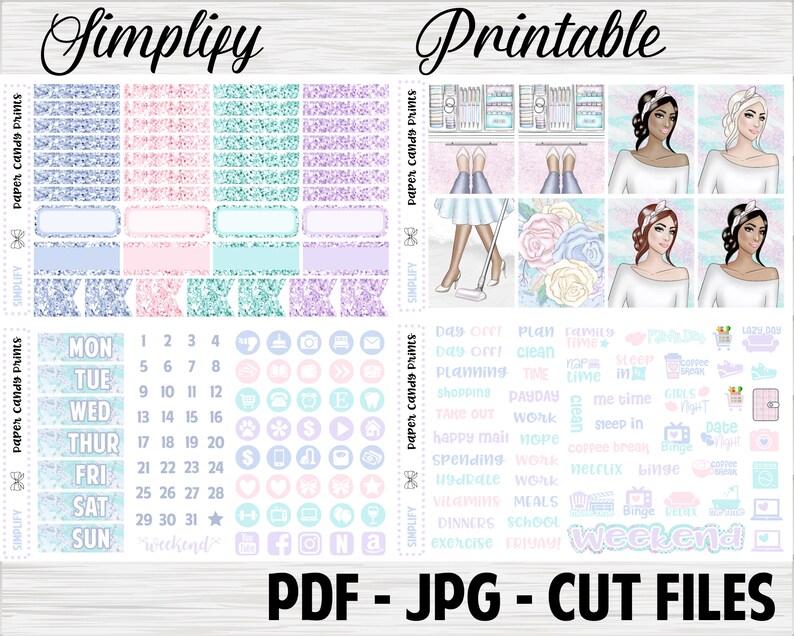 Simplify Erin Condren Vertical Printable Planner Stickers - Etsy