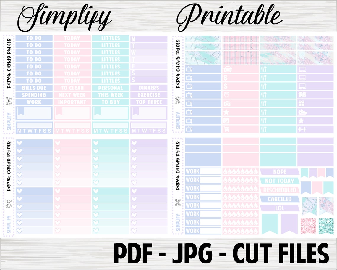 Simplify Erin Condren Vertical Printable Planner Stickers - Etsy