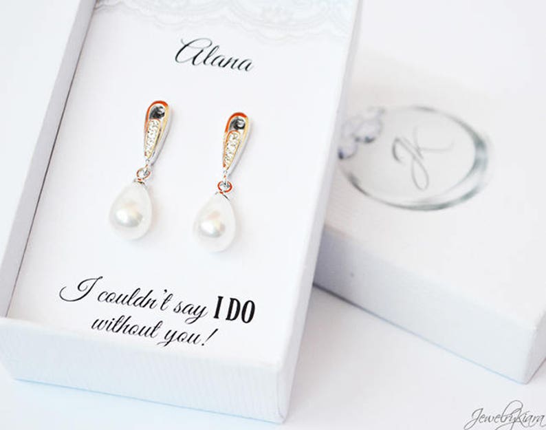 Bridesmaid Proposal Bridesmaid Earrings Personalized Bridesmaid Gift Pearl Earrings Bridesmaid Gift Bridal Party Gifts Wedding Jewelry