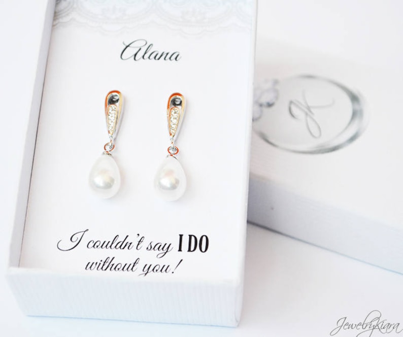 Bridesmaid Proposal Bridesmaid Earrings Personalized Bridesmaid Gift Pearl Earrings Bridesmaid Gift Bridal Party Gifts Wedding Jewelry