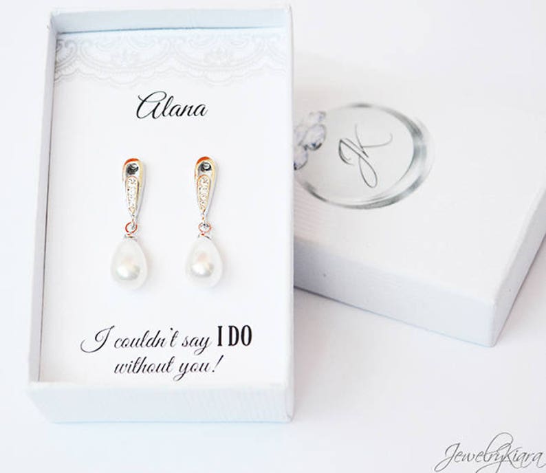Bridesmaid Proposal Bridesmaid Earrings Personalized Bridesmaid Gift Pearl Earrings Bridesmaid Gift Bridal Party Gifts Wedding Jewelry