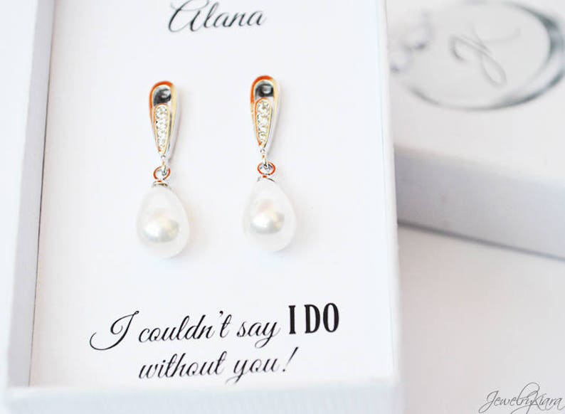 Bridesmaid Proposal Bridesmaid Earrings Personalized Bridesmaid Gift Pearl Earrings Bridesmaid Gift Bridal Party Gifts Wedding Jewelry