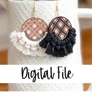 Plaid Macrame Earring File, Jewelry File, Digital File, Earrings, Earring, Laser Jewelry File, Laser cut jewelry