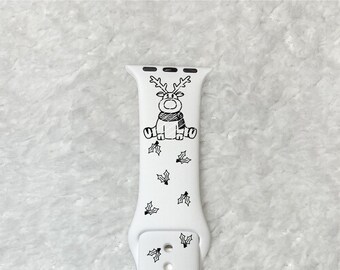 Reindeer Watchband File, Digital File, Watch Band, Engraved Watchbands, Laser Watch File