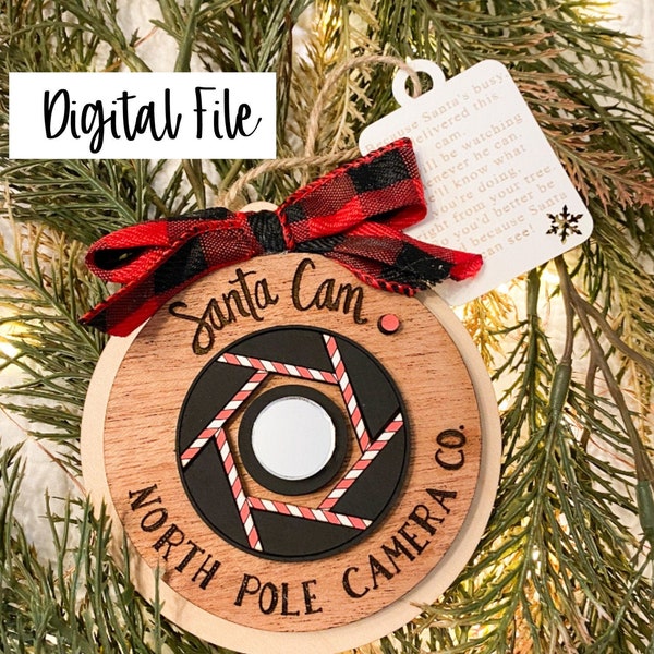 Santa Cam Ornament Digital File, File for laser cut ornaments, ornament SVG, 2020 Ornament File