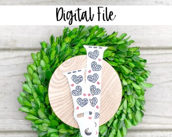Animal Print Heart Watchband File, Valentine's Watchband Digital File, Watch Band, Engraved Watchbands, Laser Watch File