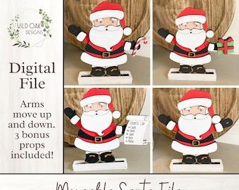 Moveable Santa Digital File, File for laser,  Christmas Decor File, Christmas SVG, Santa File, Christmas file, Holiday SVG, Santa