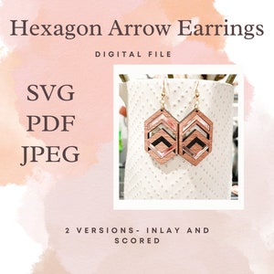 Hexagon Arrow Earring File, Jewelry File, Digital File, Earrings, Earring, Laser Jewelry File, Laser cut jewelry
