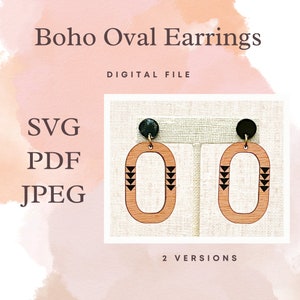 Boho Oval Earring File, Jewelry File, Digital File, Earrings, Earring, Laser Jewelry File, Laser cut jewelry