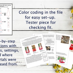 May include: A set of instructions for a Christmas tree craft project. The instructions include color-coded diagrams, step-by-step directions, and pictures of the finished product. The text includes the phrase "Tester piece for checking fit."