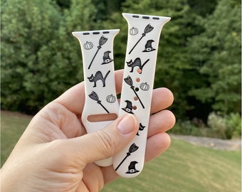 Cat Broom Pumpkin Witch Watchband File, Halloween Watchband File, Digital File, Watch Band, Engraved Watchbands, Laser Watch File