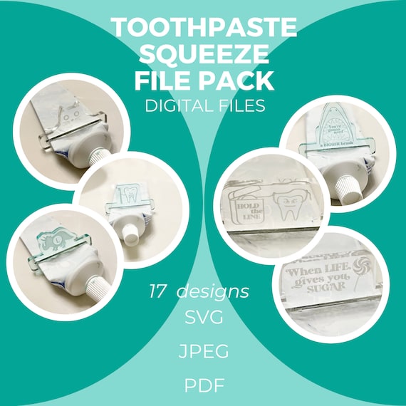 Toothpaste Squeeze Digital File Pack, Dentist Digital File, Toothpaste SVG, Stocking Stuffers, Glowforge File, Dentist Gift SVG