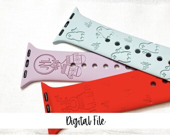 Winter Watchband File Pack, Digital File, Watch Band, Engraved Watchbands, Laser Watch File