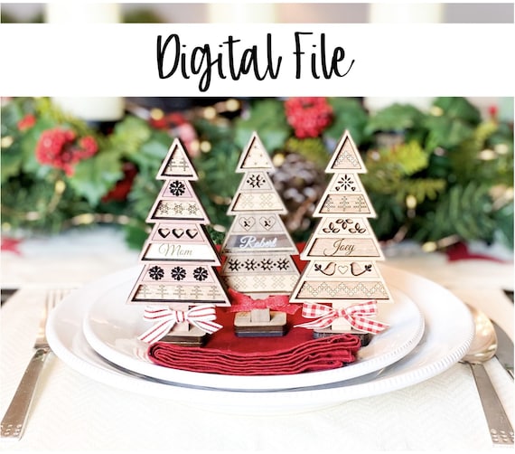 Tree Seat Card Digital File Pack, Place Setting File, Scandinavian Tree Design File, Christmas Place Setting, Christmas File